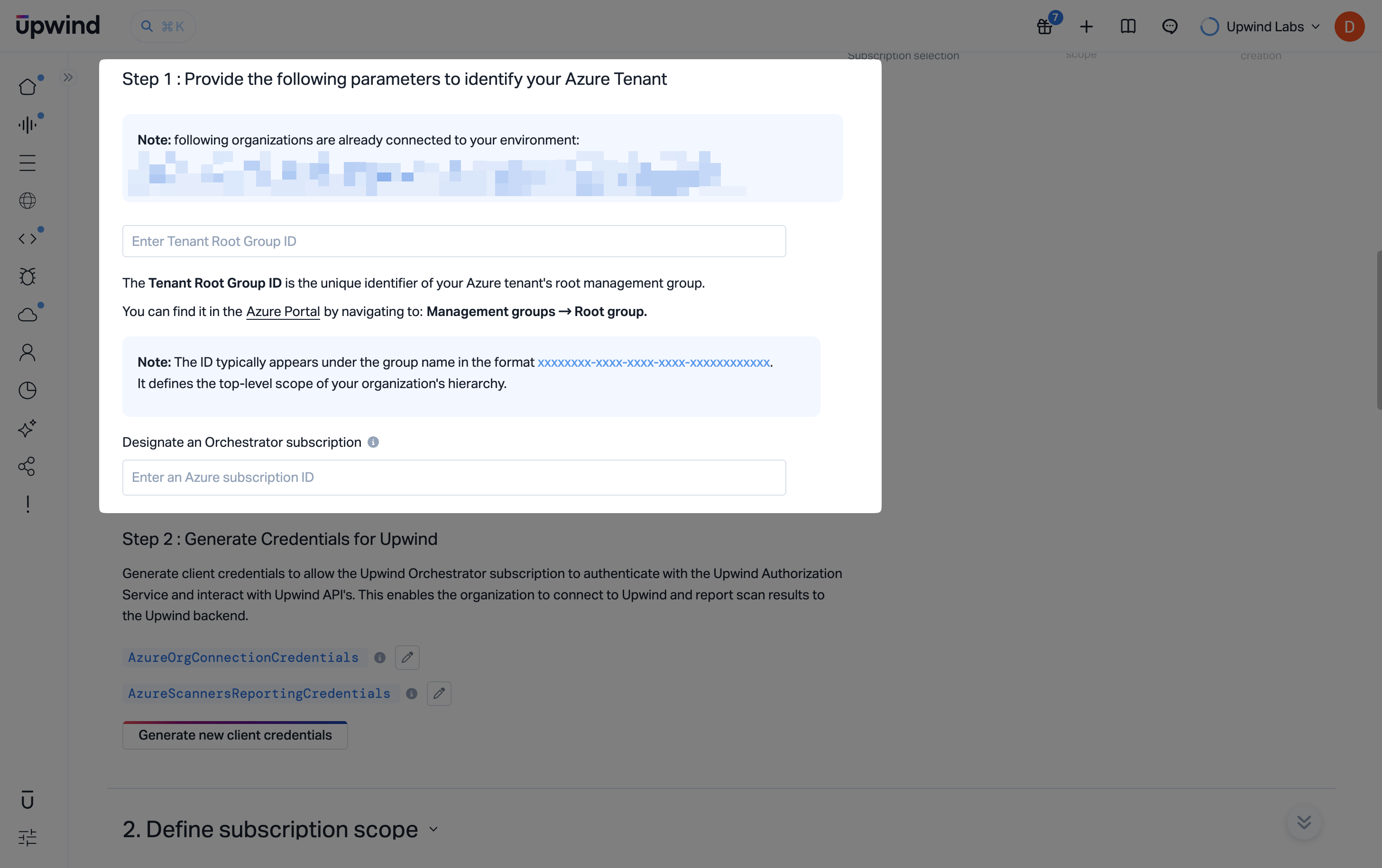 Tenant root group ID and orchestrator subscription fields