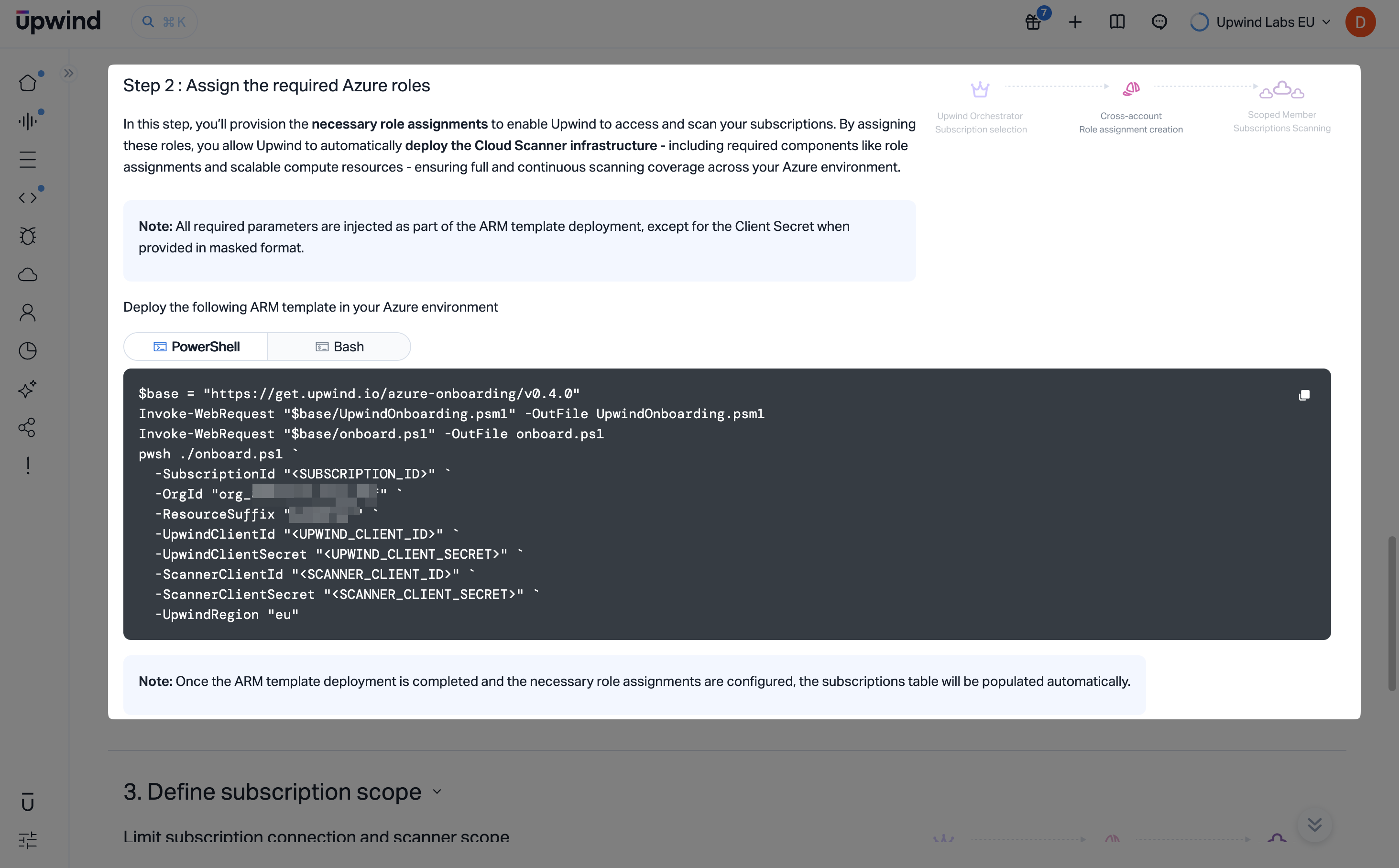ARM onboarding script deployment (PowerShell / Bash)