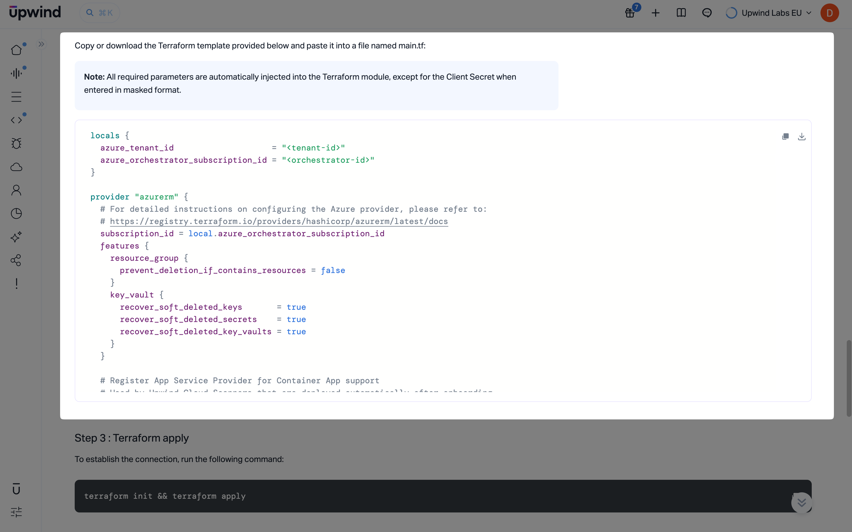 Terraform module snippet for main.tf