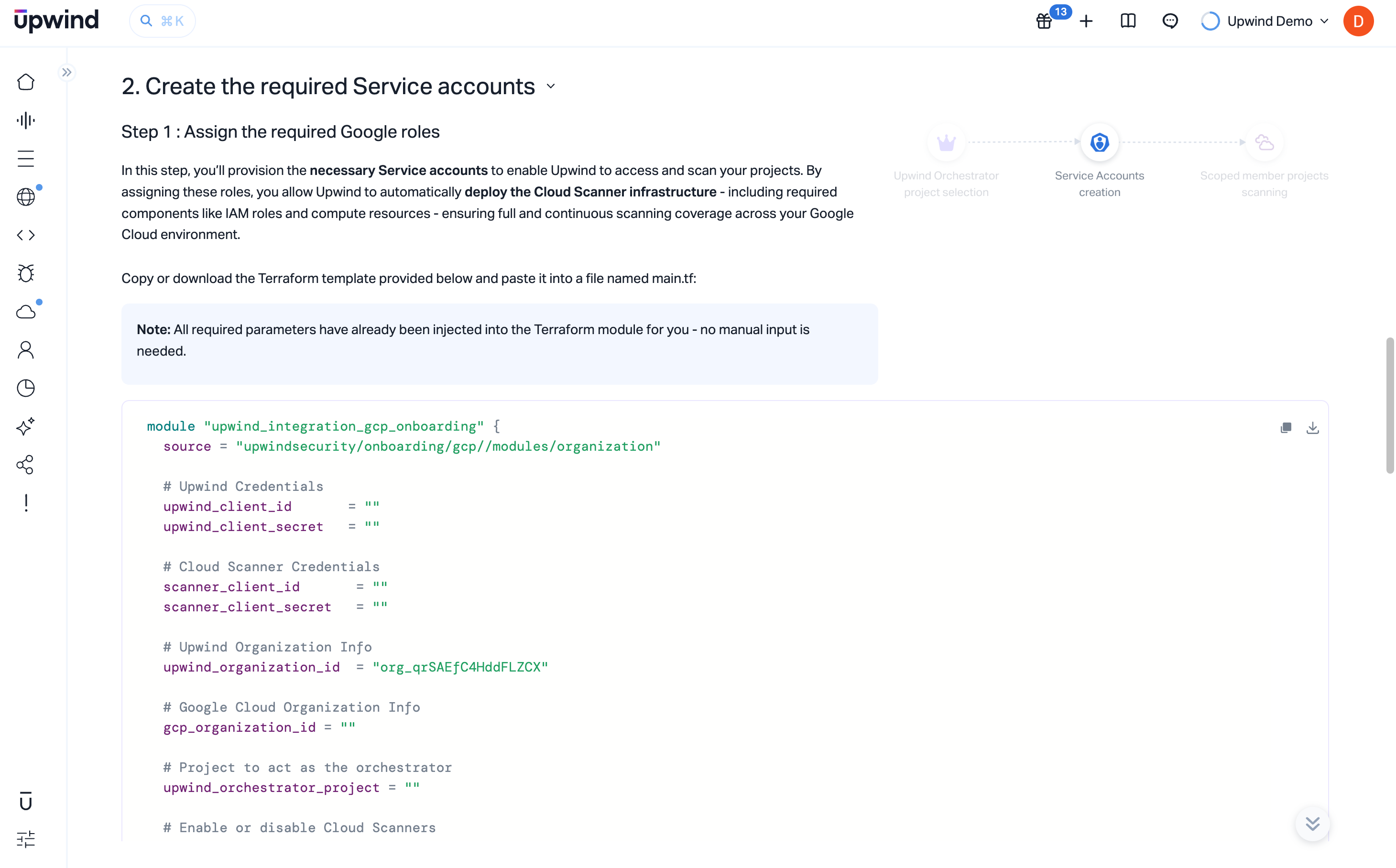 Terraform module snippet for main.tf (Google Cloud Organization)