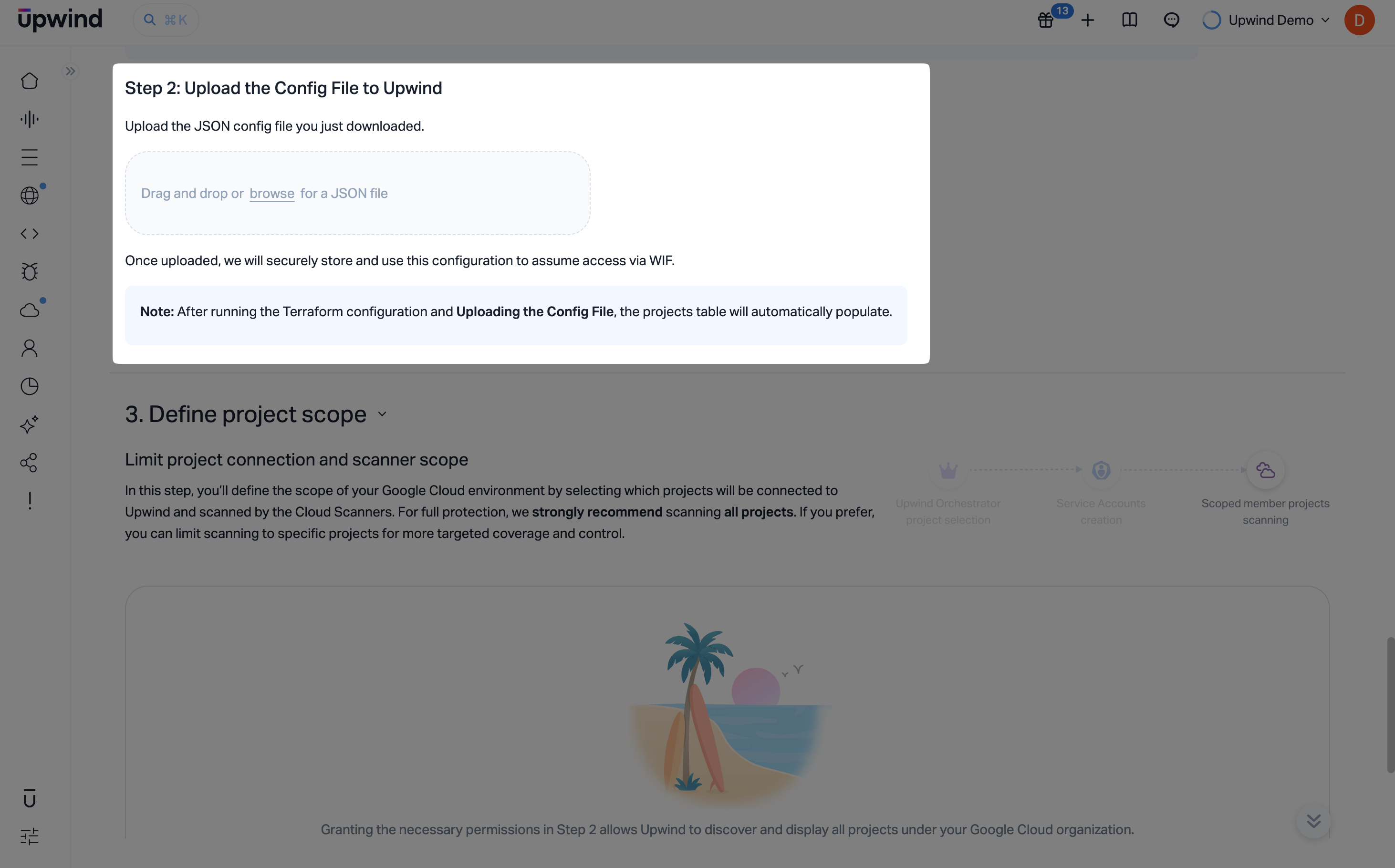Upload the WIF configuration file to Upwind (Google Cloud Organization)