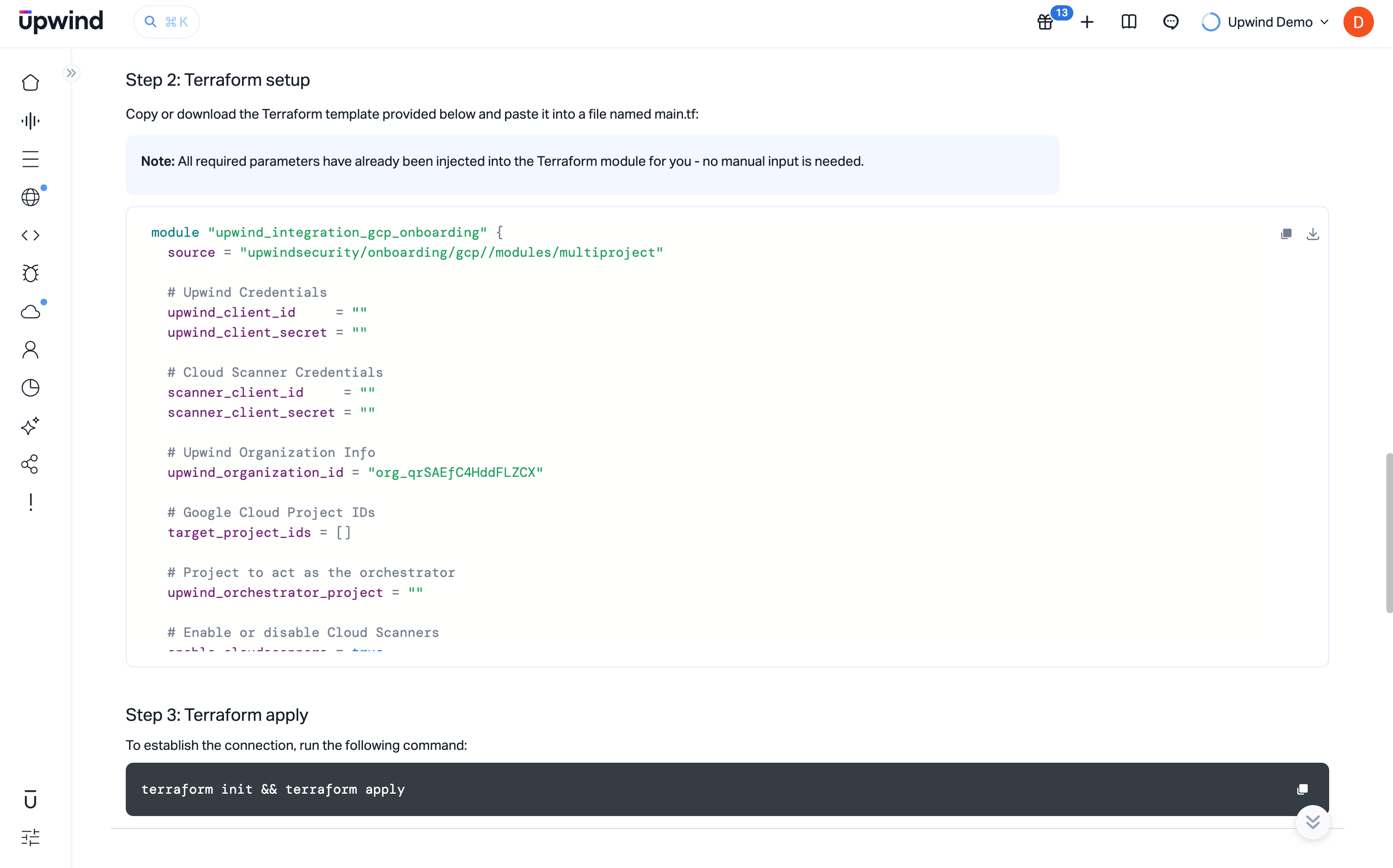 Terraform module snippet for main.tf (Google Cloud Projects)