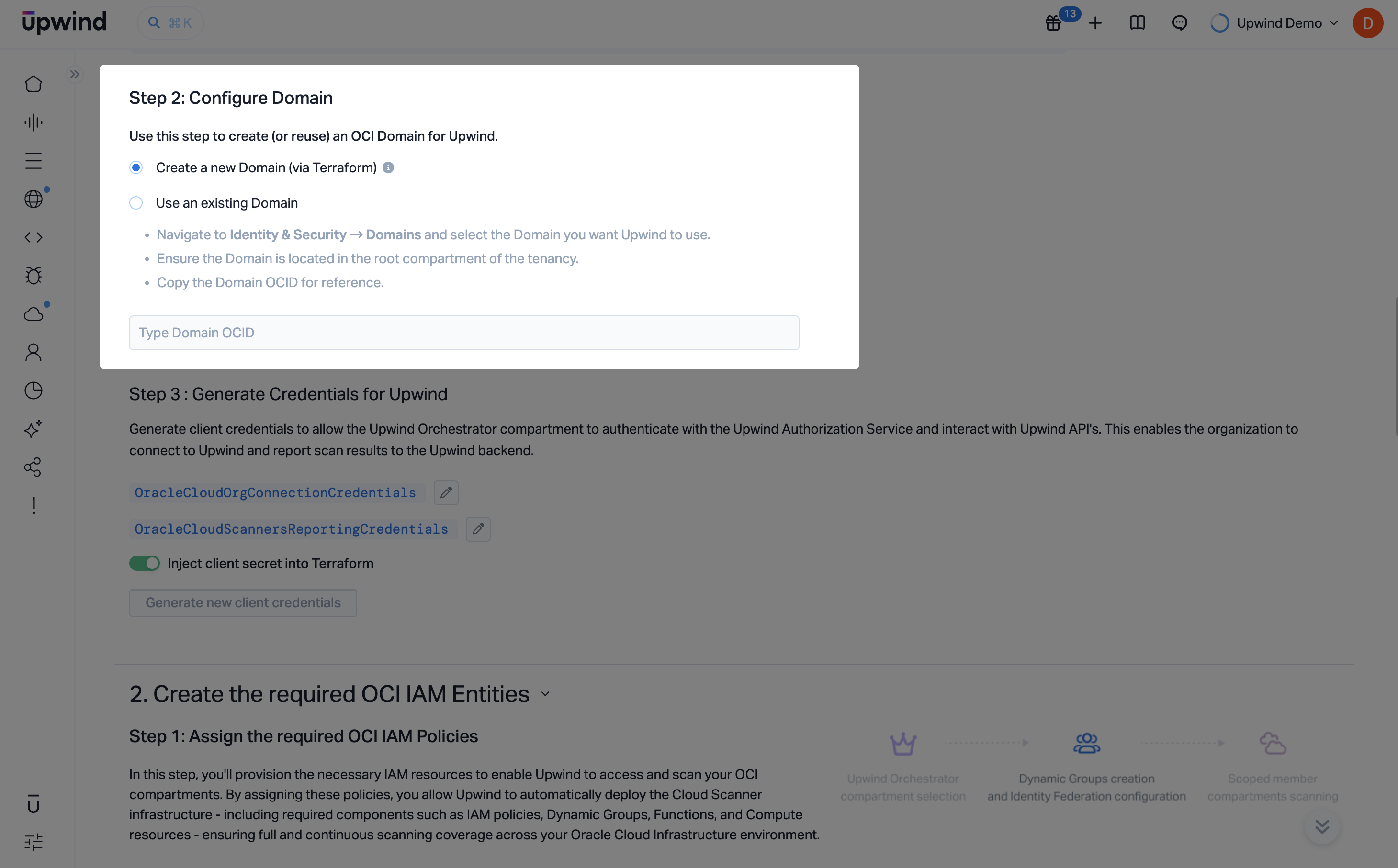 Configure the identity domain for the Oracle Cloud Tenancy